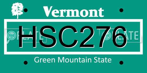 HSC276 Vermont License Plate