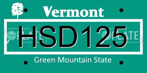 HSD125 Vermont License Plate