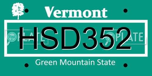 HSD352 Vermont License Plate