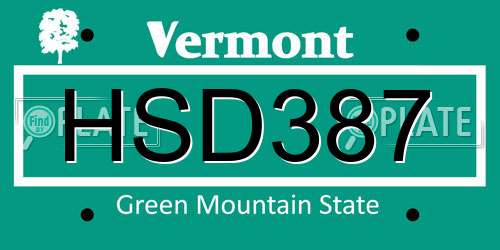HSD387 Vermont License Plate