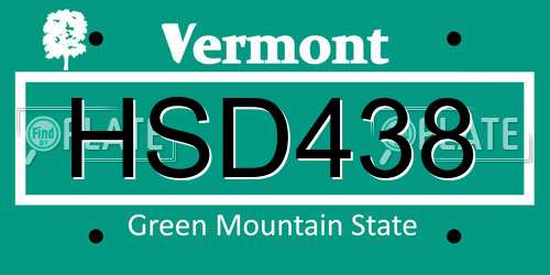HSD438 Vermont License Plate