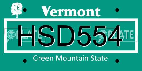 HSD554 Vermont License Plate