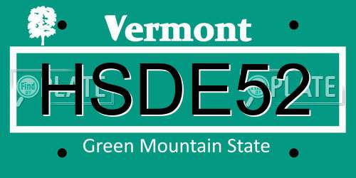HSDE52 Vermont License Plate