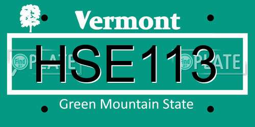 HSE113 Vermont License Plate