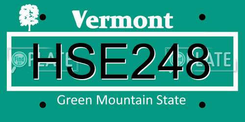 HSE248 Vermont License Plate
