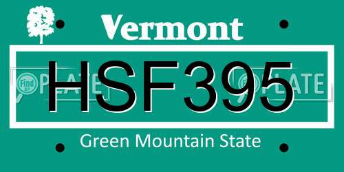 HSF395 Vermont License Plate