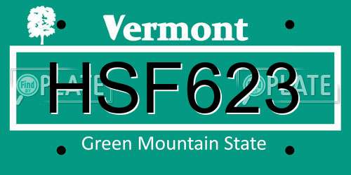 HSF623 Vermont License Plate