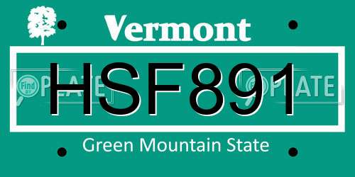 HSF891 Vermont License Plate