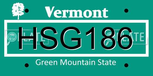 HSG186 Vermont License Plate