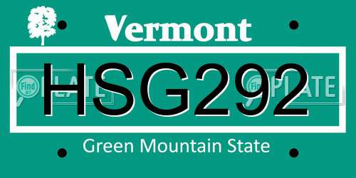 HSG292 Vermont License Plate