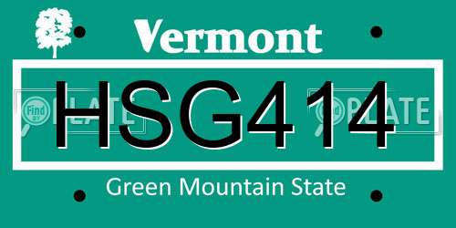 HSG414 Vermont License Plate