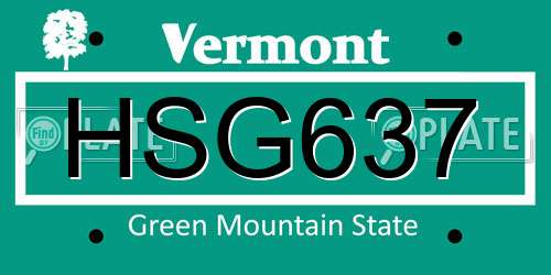 HSG637 Vermont License Plate