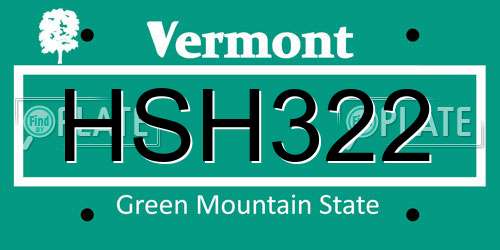 HSH322 Vermont License Plate