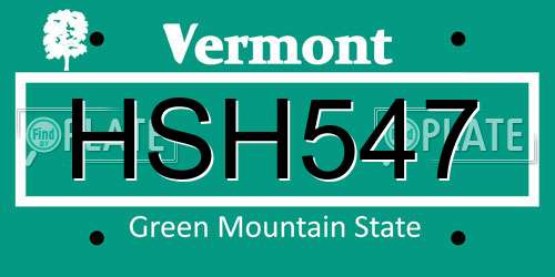 HSH547 Vermont License Plate