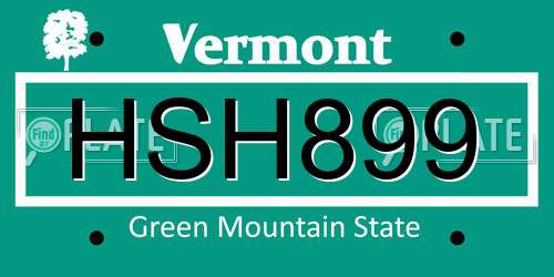HSH899 Vermont License Plate
