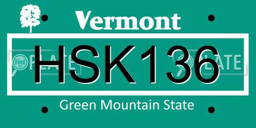 HSK136 Vermont License Plate