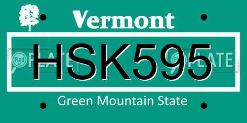 HSK595 Vermont License Plate