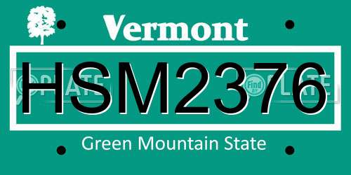 HSM2376 Vermont License Plate