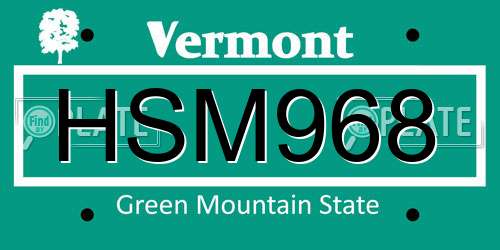 HSM968 Vermont License Plate