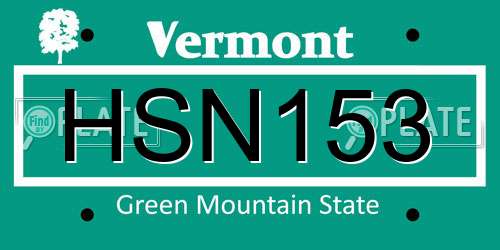 HSN153 Vermont License Plate