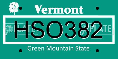 HSO382 Vermont License Plate