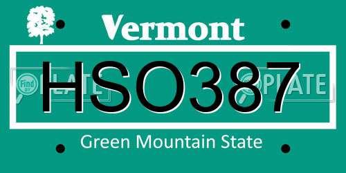 HSO387 Vermont License Plate