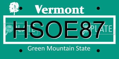 HSOE87 Vermont License Plate
