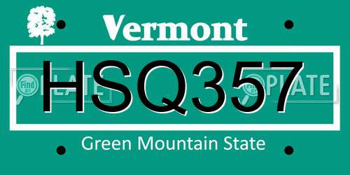 HSQ357 Vermont License Plate