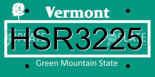 HSR3225 Vermont License Plate