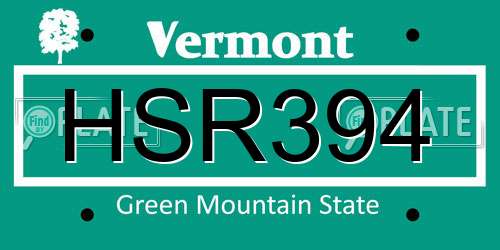 HSR394 Vermont License Plate