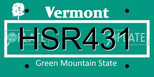HSR431 Vermont License Plate