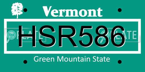 HSR586 Vermont License Plate