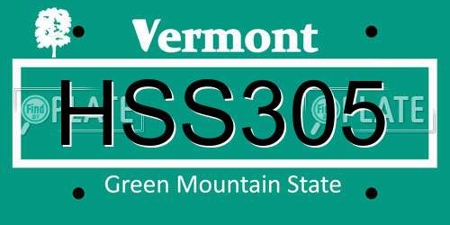HSS305 Vermont License Plate