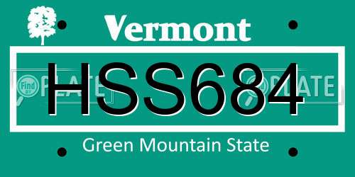 HSS684 Vermont License Plate