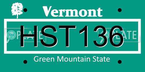 HST136 Vermont License Plate
