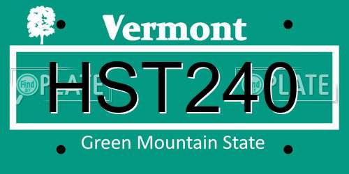 HST240 Vermont License Plate