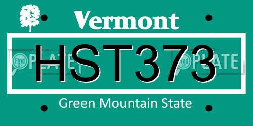 HST373 Vermont License Plate