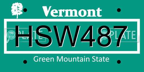 HSW487 Vermont License Plate