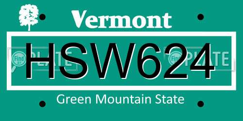 HSW624 Vermont License Plate