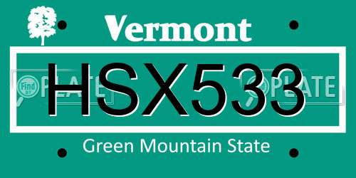 HSX533 Vermont License Plate