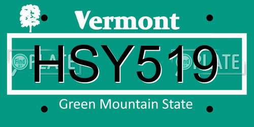 HSY519 Vermont License Plate
