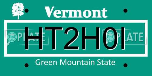 HT2H0I Vermont License Plate