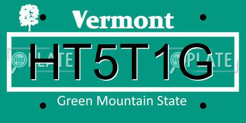 HT5T1G Vermont License Plate