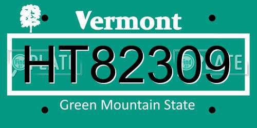 HT82309 Vermont License Plate