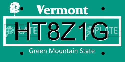 HT8Z1G Vermont License Plate