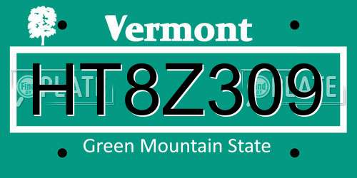 HT8Z309 Vermont License Plate