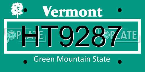 HT9287 Vermont License Plate