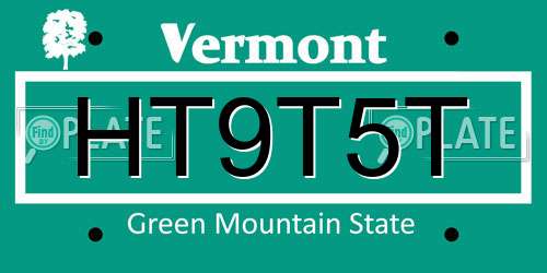 HT9T5T Vermont License Plate