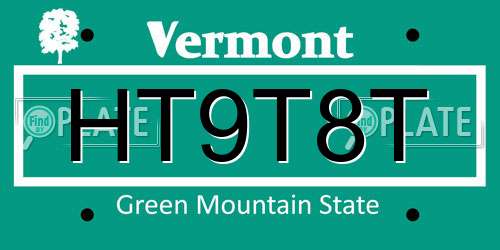 HT9T8T Vermont License Plate