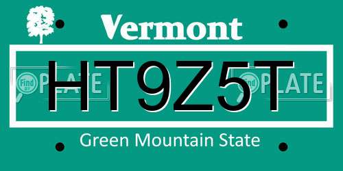 HT9Z5T Vermont License Plate
